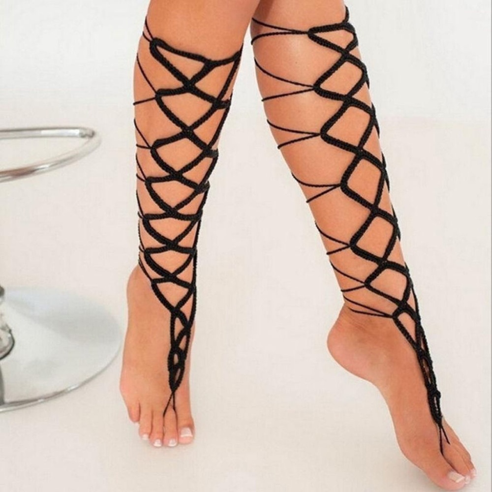 Boho Handmade Barefoot Crochet Anklet Sandals